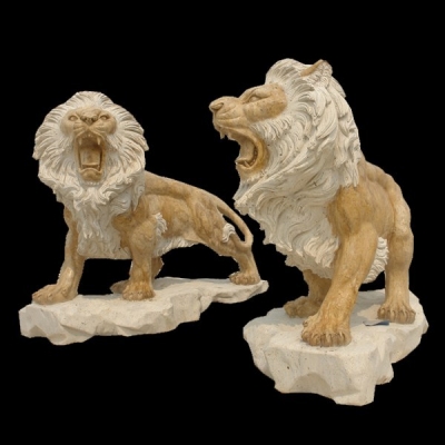Yellow stone Lion sculpture