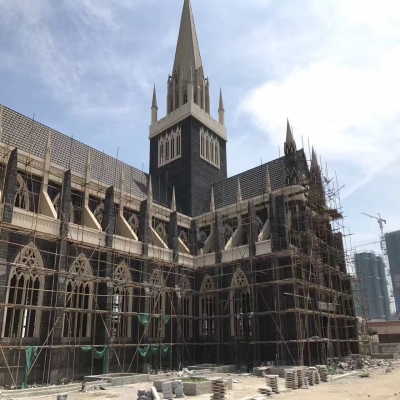 stone facade for church